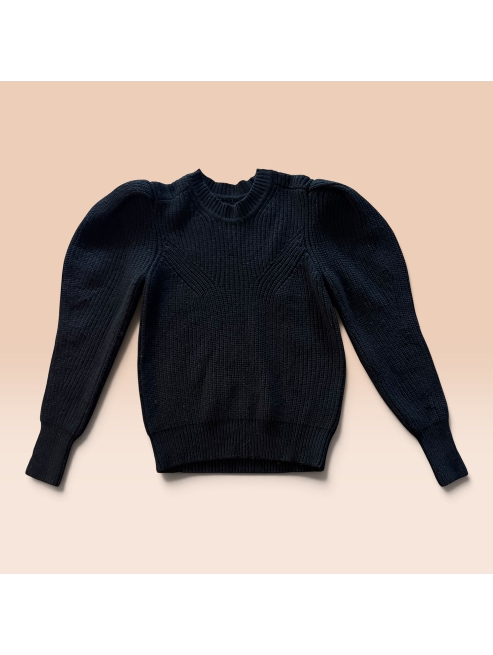 Isabel Marant Black Merino Wool Cashmere Puff Sleeve Sweater